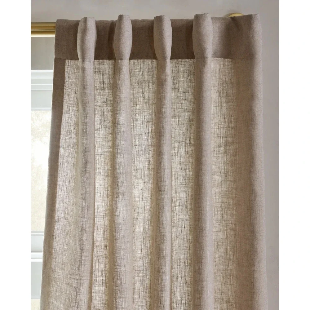 Quince European Linen Curtain Panel Size 48x96 Flax Light Filtering Quiet Luxury